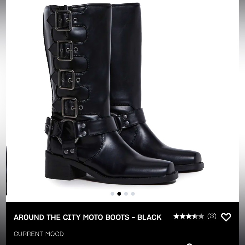 Dolls Kill Brand new Current Mood "Around the City"  Black Moto boots Western